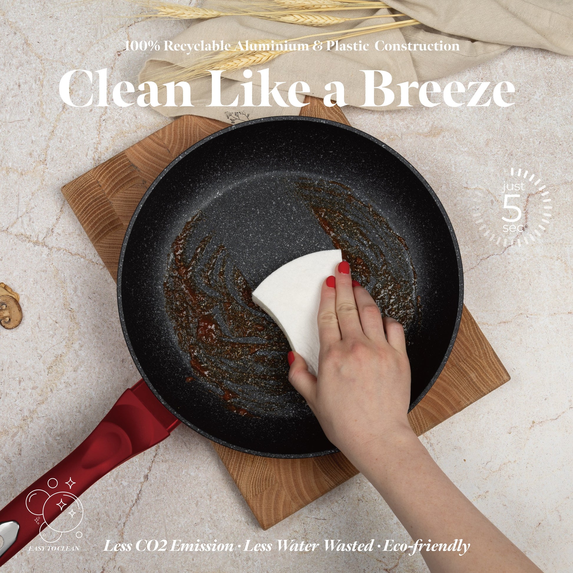 Berlinger Haus 3-Piece Marble Coating Fry Pan Set - Burgundy Metallic