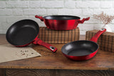 Berlinger Haus 3 Piece Marble Coating Non-Stick Cookware Set - Burgundy Metallic