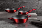 Berlinger Haus 3 Piece Marble Coating Non-Stick Cookware Set - Burgundy Metallic