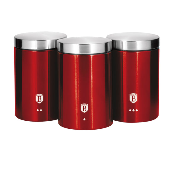 Berlinger Haus 3-Pieces Canister Set - Burgundy Metallic