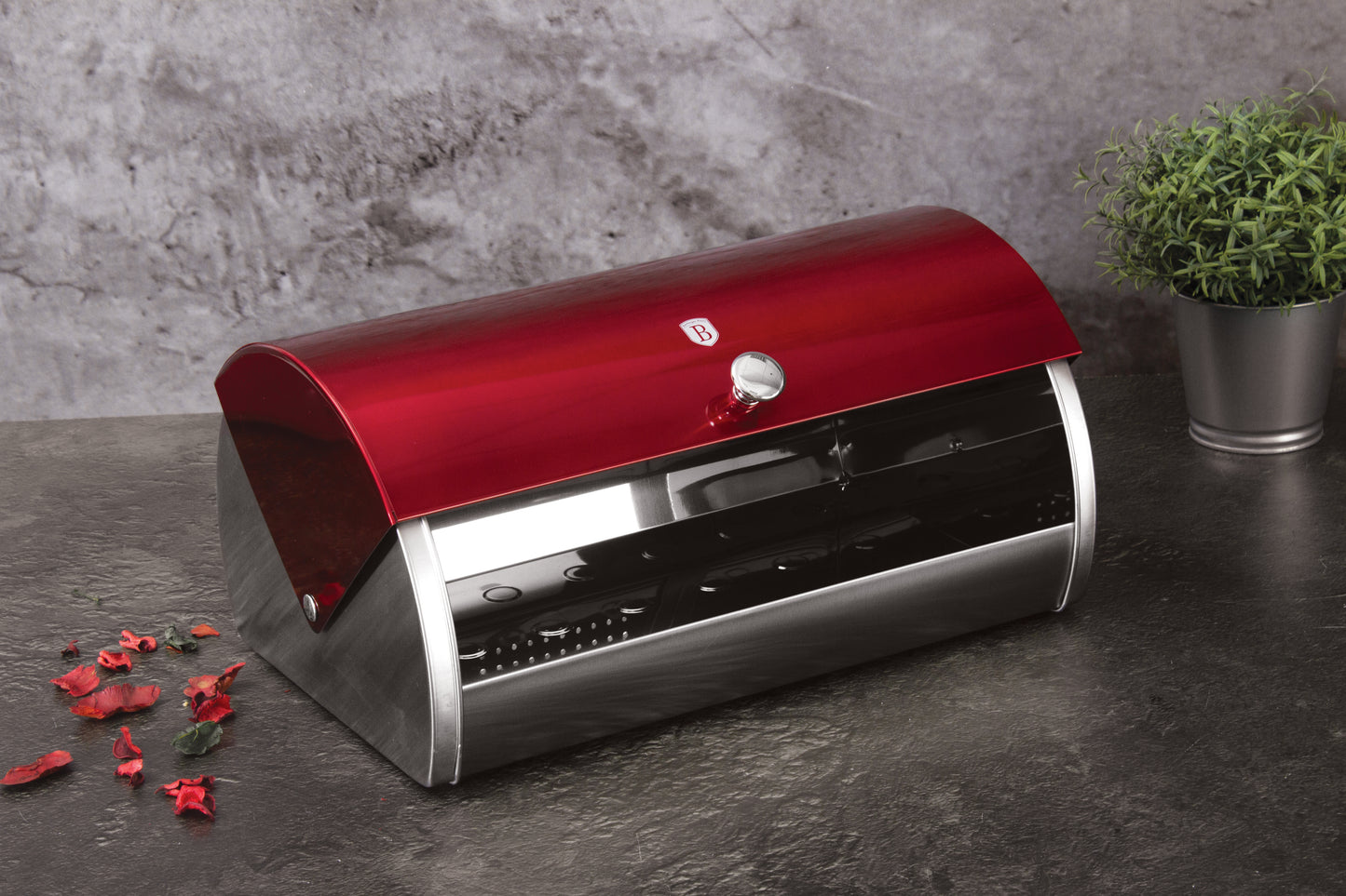 Berlinger Haus 38cm Premium Bread Box - Burgundy Metallic