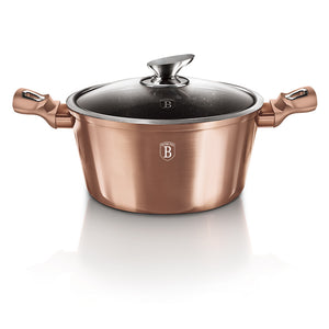 Berlinger Haus 20cm Marble Coating Casserole with Lid - Rose Gold Metallic Line