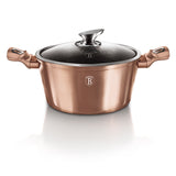 Berlinger Haus 28cm Marble Coating Casserole with Lid - Rose Gold Metallic Line