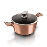 Berlinger Haus 20cm Marble Coating Casserole with Lid - Rose Gold Metallic Line