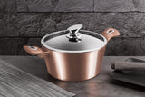 Berlinger Haus 20cm Marble Coating Casserole with Lid - Rose Gold Metallic Line