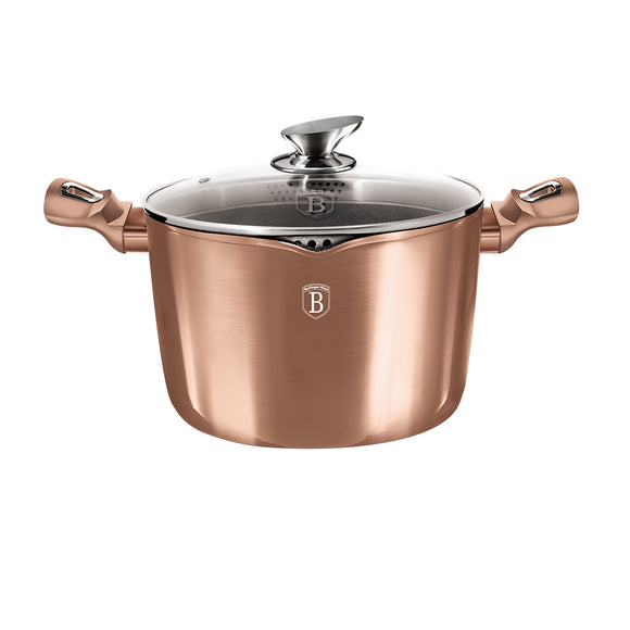 Berlinger Haus 24cm Marble Coating Pasta & Rice Stock Pot - Rose Gold Metallic Line