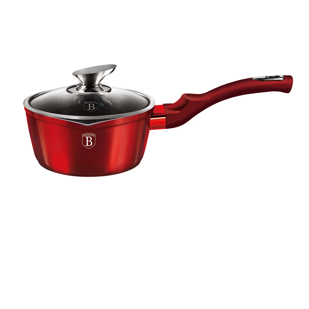 Berlinger Haus 16cm Marble Coating Non-Stick Saucepan with lid – Burgundy Metallic