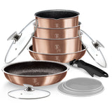 Berlinger Haus 12-Piece Marble Coating Cookware Set - Rose Gold Metallic Line