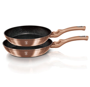 Berlinger Haus 2-Piece Marble Coating Fry Pan Set - Rose Gold Metallic Line