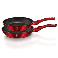 Berlinger Haus 2-Piece Marble Coating Non-Stick Frypan Set - Burgundy Metallic