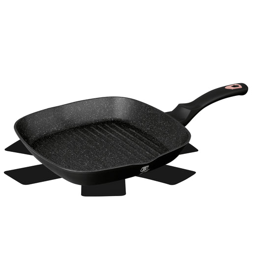 Berlinger Haus 28cm Marble Coating Grill Pan with Detachable Handle - Black