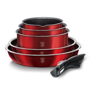 Berlinger Haus 12-Piece Marble Coating Cookware Set - Burgundy Metallic