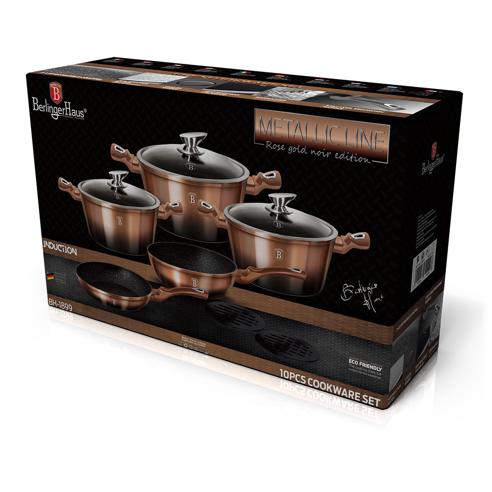 Berlinger Haus 10 Piece Marble Coating Cookware Set - Rose Gold Noir