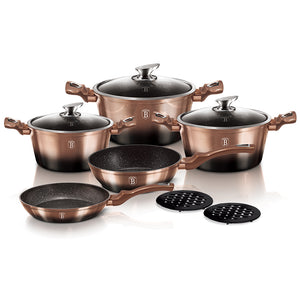 Berlinger Haus 10 Piece Marble Coating Cookware Set - Rose Gold Noir