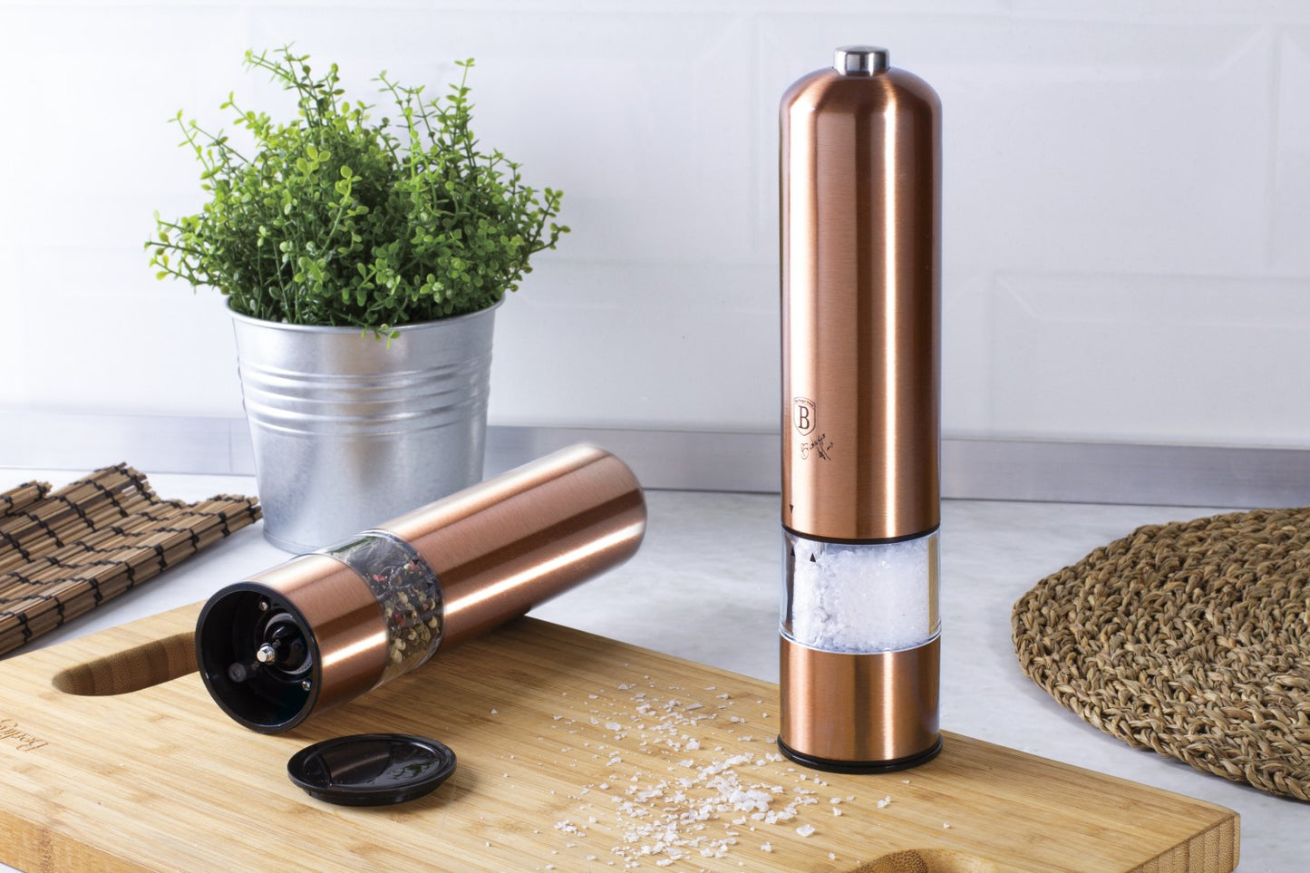 Berlinger Haus 2-Piece Electric Pepper & Salt Mill Set - Rose Gold Edition