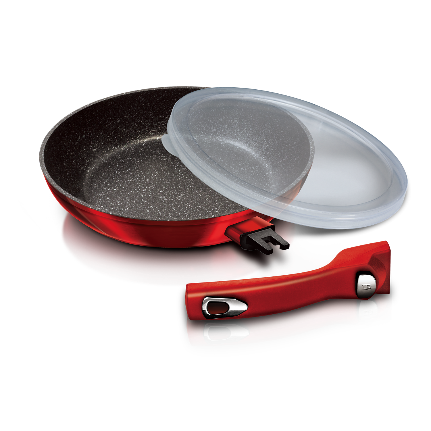 Berlinger Haus 24cm Non-Stick Marble Coating Fry Pan with Detachable Handle - Burgundy Metallic