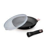 Berlinger Haus 24cm Marble Coating Fry Pan with Lid and Detachable Handle - Black Rose Line