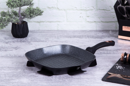 Berlinger Haus 28cm Marble Coating Grill Pan with Detachable Handle - Black