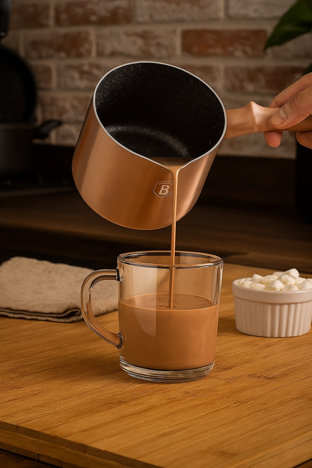 Berlinger Haus 1.2L Marble Coating Milk Pot - Rose Gold Metallic