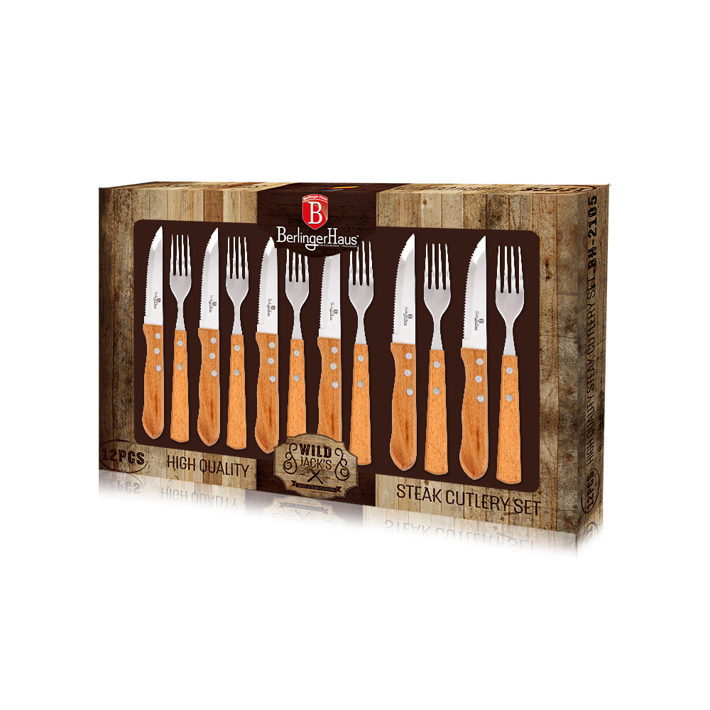 Berlinger Haus 12-Piece Stainless Steel Steak Knife & Fork Set