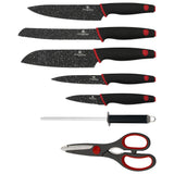 Berlinger Haus 8-Piece Marble Coating Knife Set With Stand Black & Red