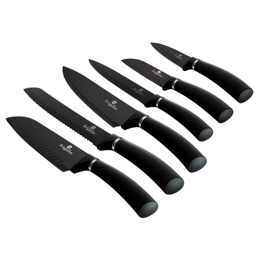 Berlinger Haus 6-Piece Stainless Steel Knife Set - Black Silver