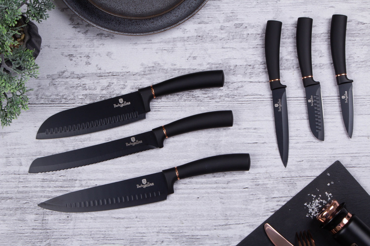 Berlinger Haus 6-Piece S/S Non-Stick Coating Knife Set - Black Rose