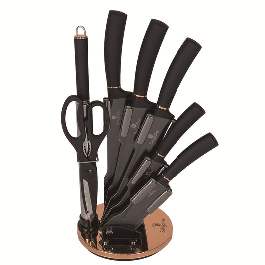 Berlinger Haus 8-Piece Knife Set with Acrylic Stand – Black Rose
