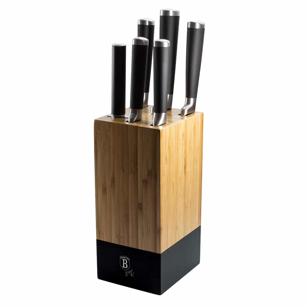 Berlinger Haus 7-Piece Knife Set with Bamboo Stand - Royal Black