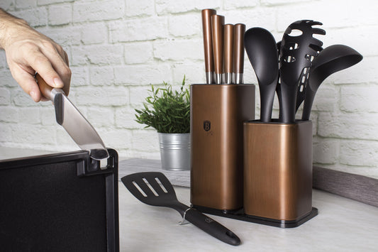 Berlinger Haus 12 Piece Knife Set with Stand and Cutting Board - Black Rose Line