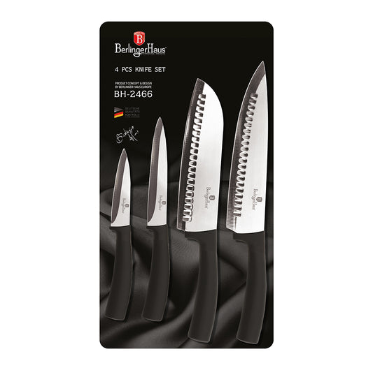 Berlinger Haus 4-Piece Stainless Steel Knife Set - Black