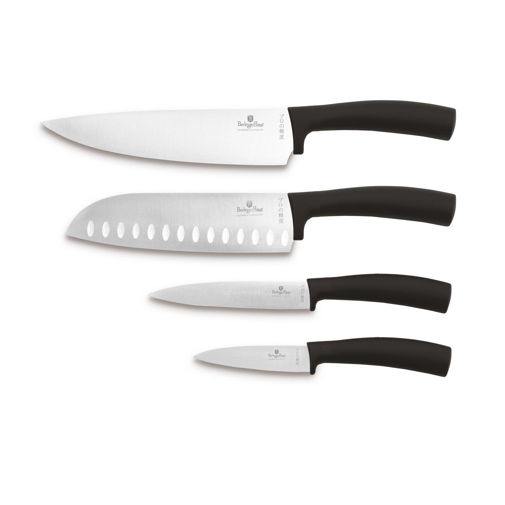 Berlinger Haus 4-Piece Stainless Steel Knife Set - Black