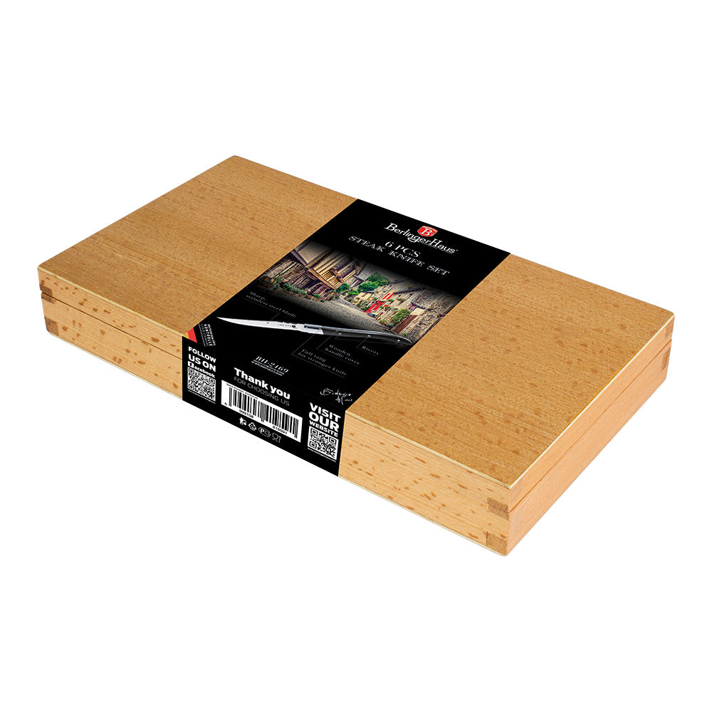 Berlinger Haus 6-Piece Steak Knife Set with Blackwood Handle - Laguiole