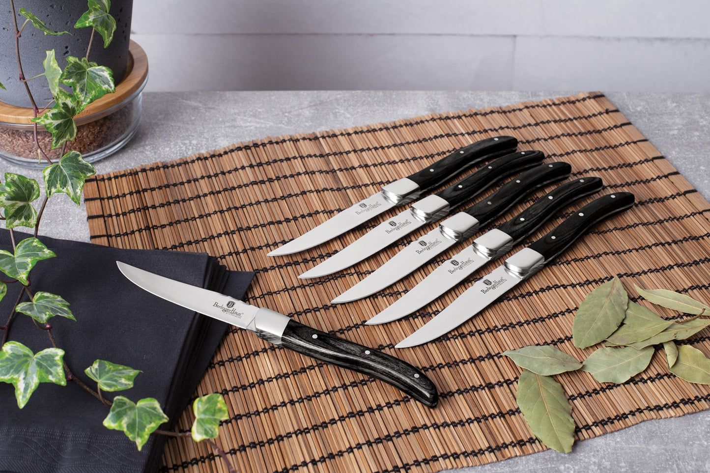 Berlinger Haus 6-Piece Steak Knife Set with Blackwood Handle - Laguiole