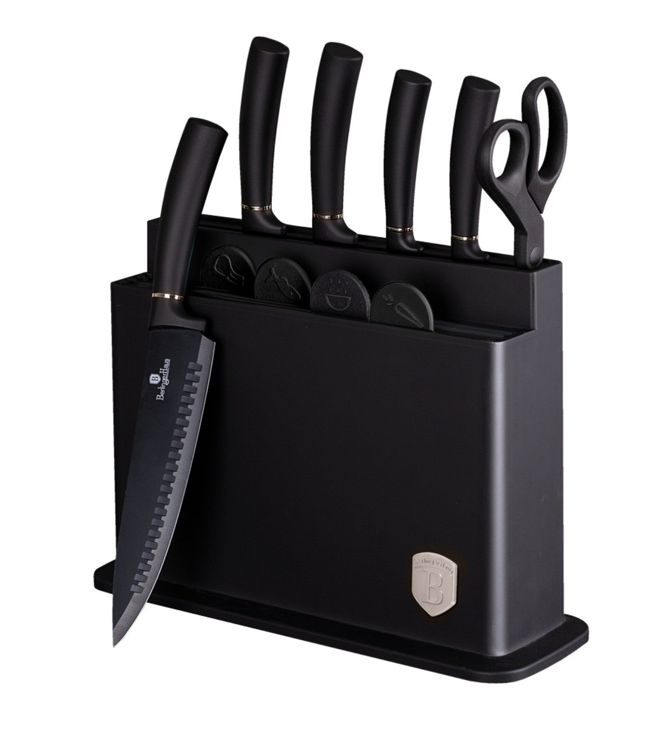 Berlinger Haus 11 Piece Stainless Steel Knife Set with Stand and Cutting Boards - Black Silver