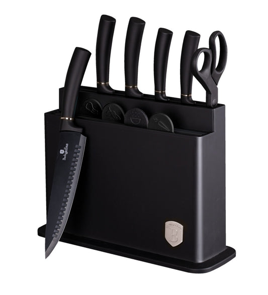 Berlinger Haus 11 Piece Stainless Steel Knife Set with Stand and Cutting Boards - Black Silver