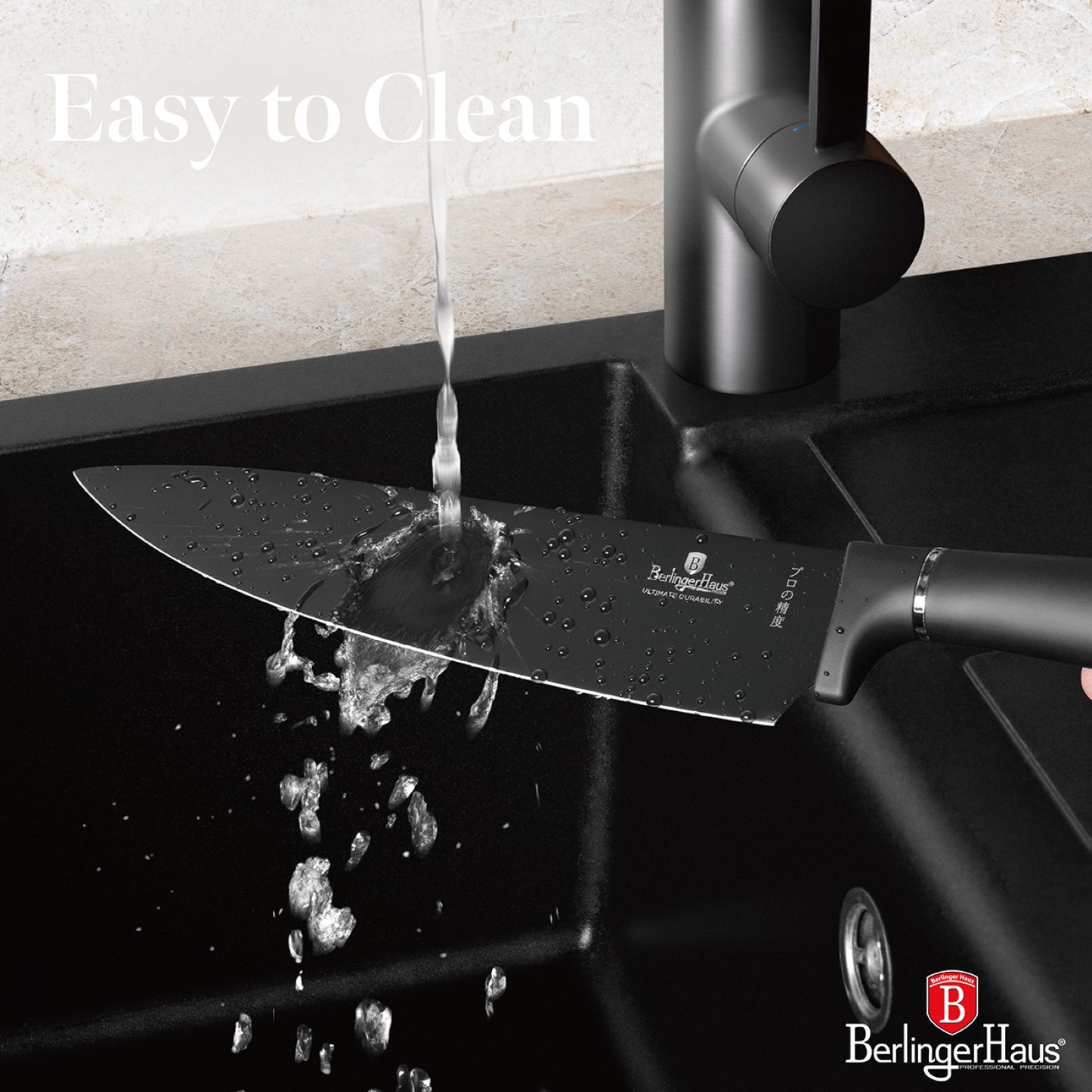 Berlinger Haus 11 Piece Stainless Steel Knife Set with Stand and Cutting Boards - Black Silver