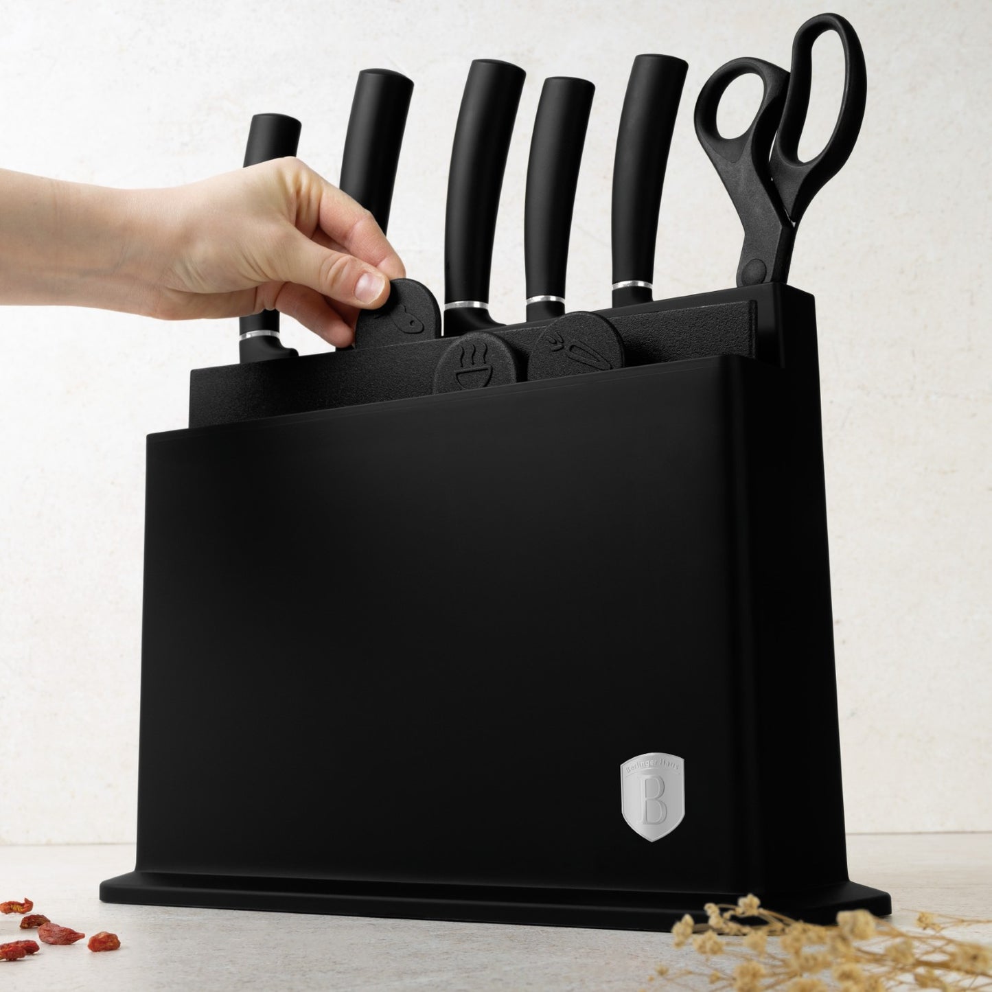 Berlinger Haus 11 Piece Stainless Steel Knife Set with Stand and Cutting Boards - Black Silver
