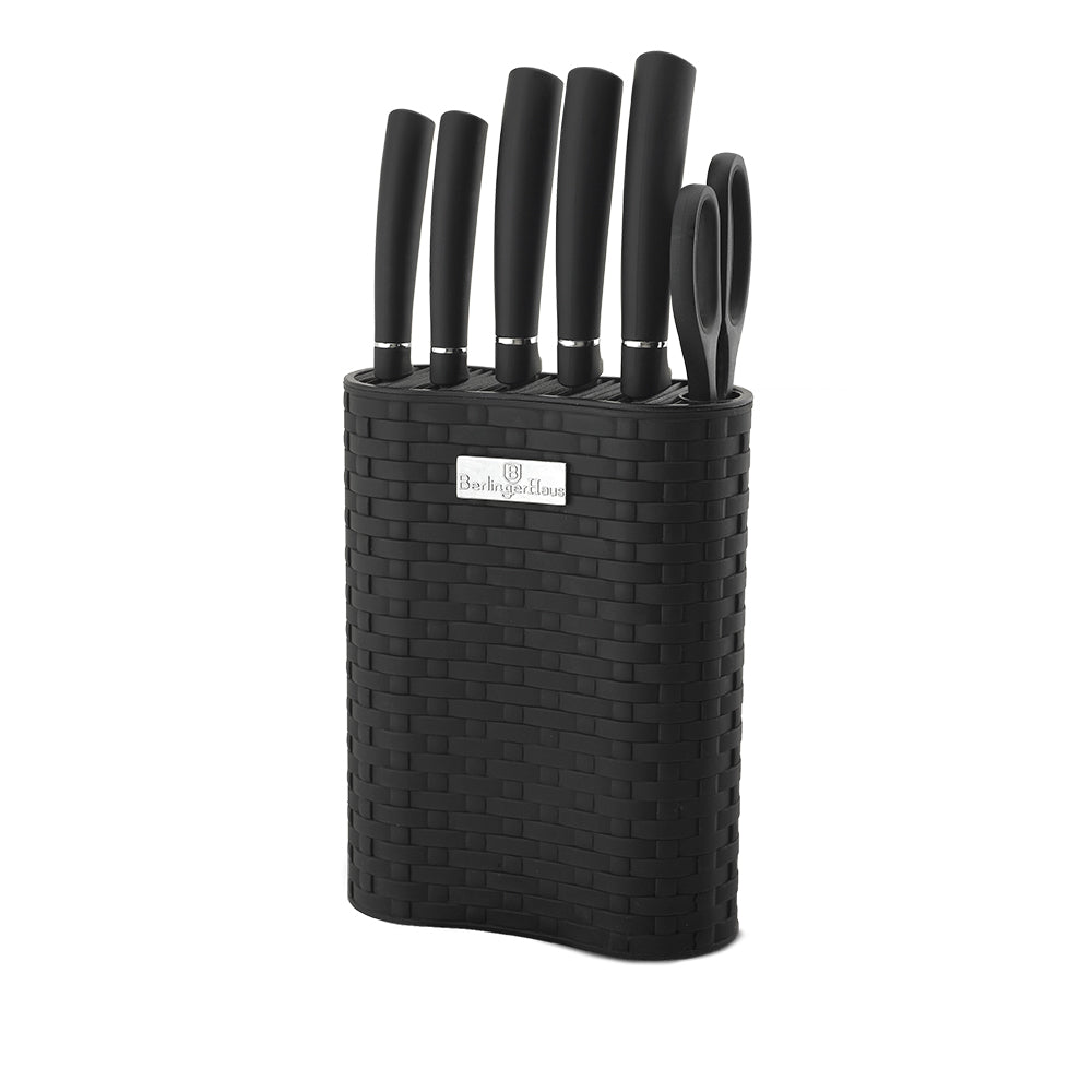 Berlinger Haus 7-Piece Stainless Steel Knife Set with Stand - Black Silver
