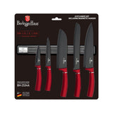 Berlinger Haus 6 Piece Knife Set with Magnetic Hanger - Burgundy Metallic