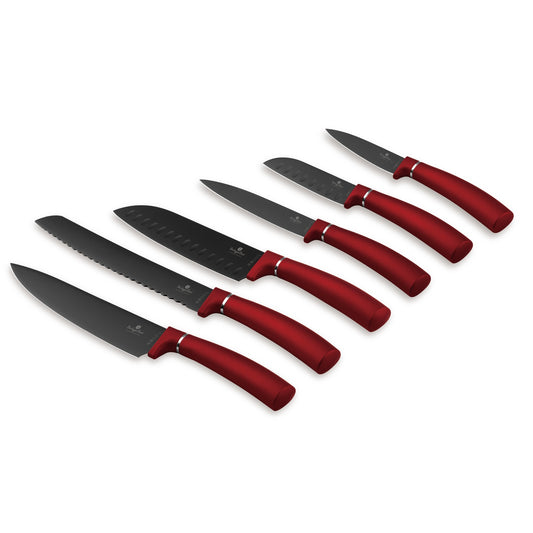 Berlinger Haus 6-Piece Stainless Steel Knife Set – Burgundy Metallic