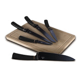 Berlinger Haus 6-Piece Knife Set with Bamboo Cutting Board – Black & Rose Gold Edition