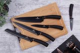 Berlinger Haus 6-Piece Knife Set with Bamboo Cutting Board – Black & Rose Gold Edition