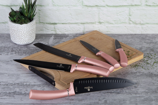 Berlinger Haus 6 Piece Knife Set with Bamboo Cutting Board iRose Edition
