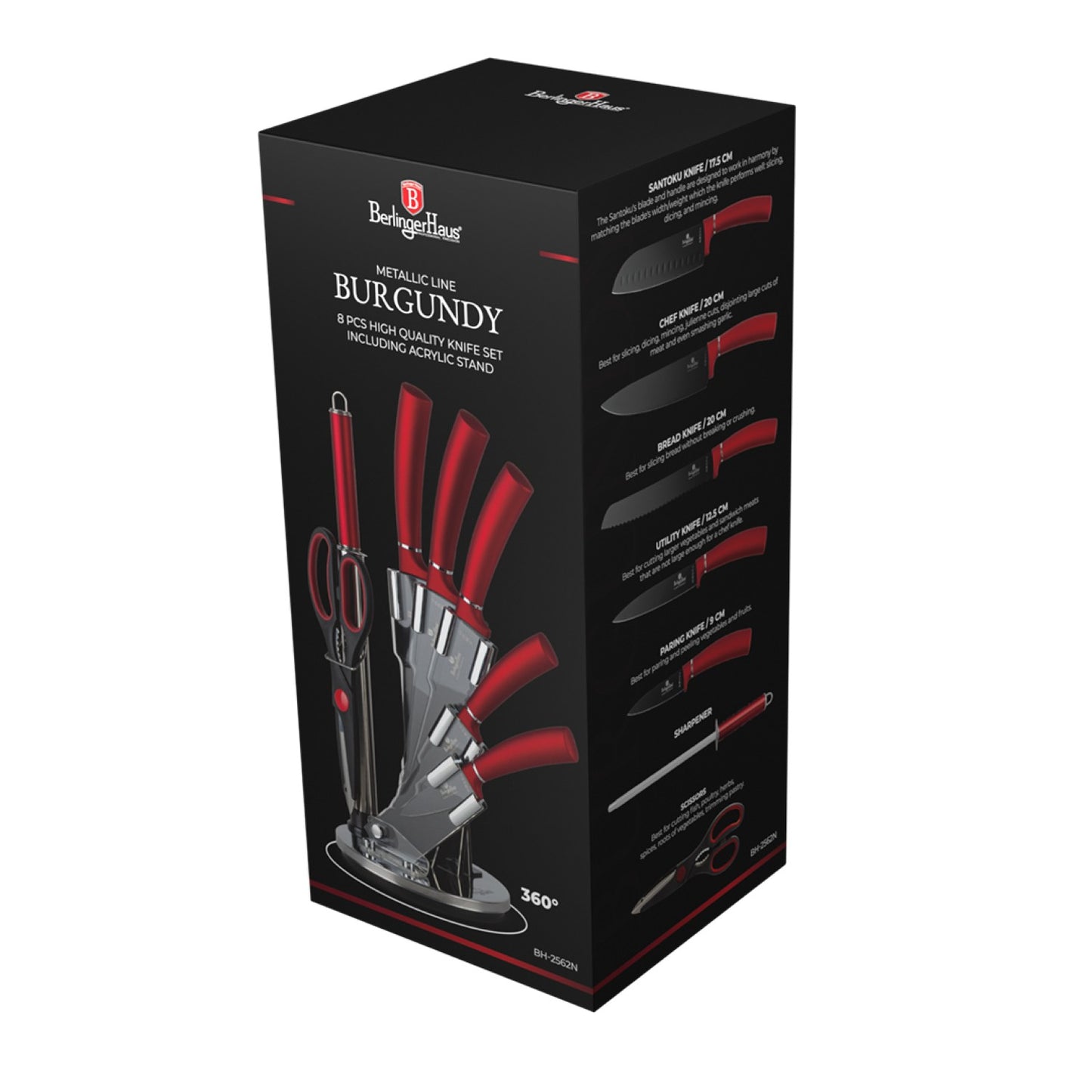 Berlinger Haus 8-Piece Stainless Steel Knife Set - Burgundy Metallic