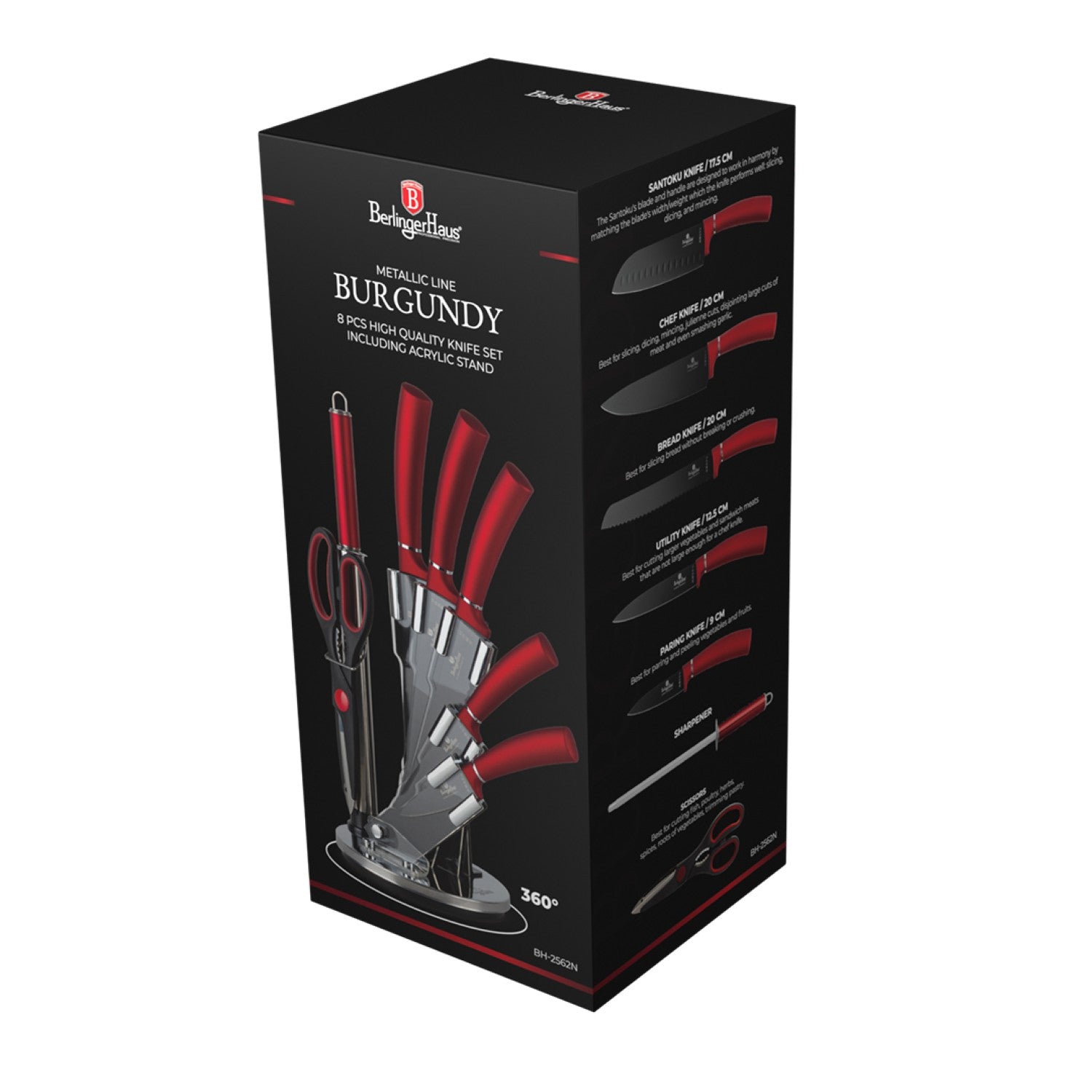 Berlinger Haus 8-Piece Stainless Steel Knife Set - Burgundy Metallic