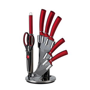 Berlinger Haus 8-Piece Stainless Steel Knife Set - Burgundy Metallic