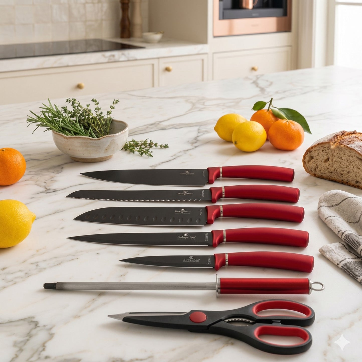 Berlinger Haus 8-Piece Stainless Steel Knife Set - Burgundy Metallic