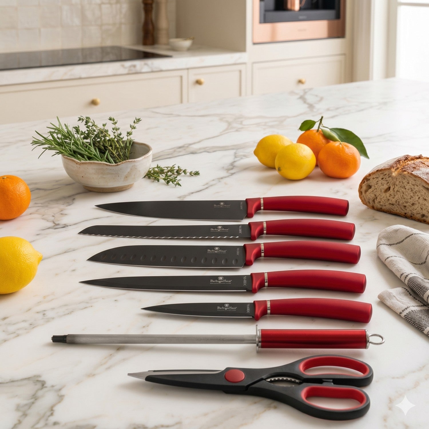 Berlinger Haus 8-Piece Stainless Steel Knife Set - Burgundy Metallic