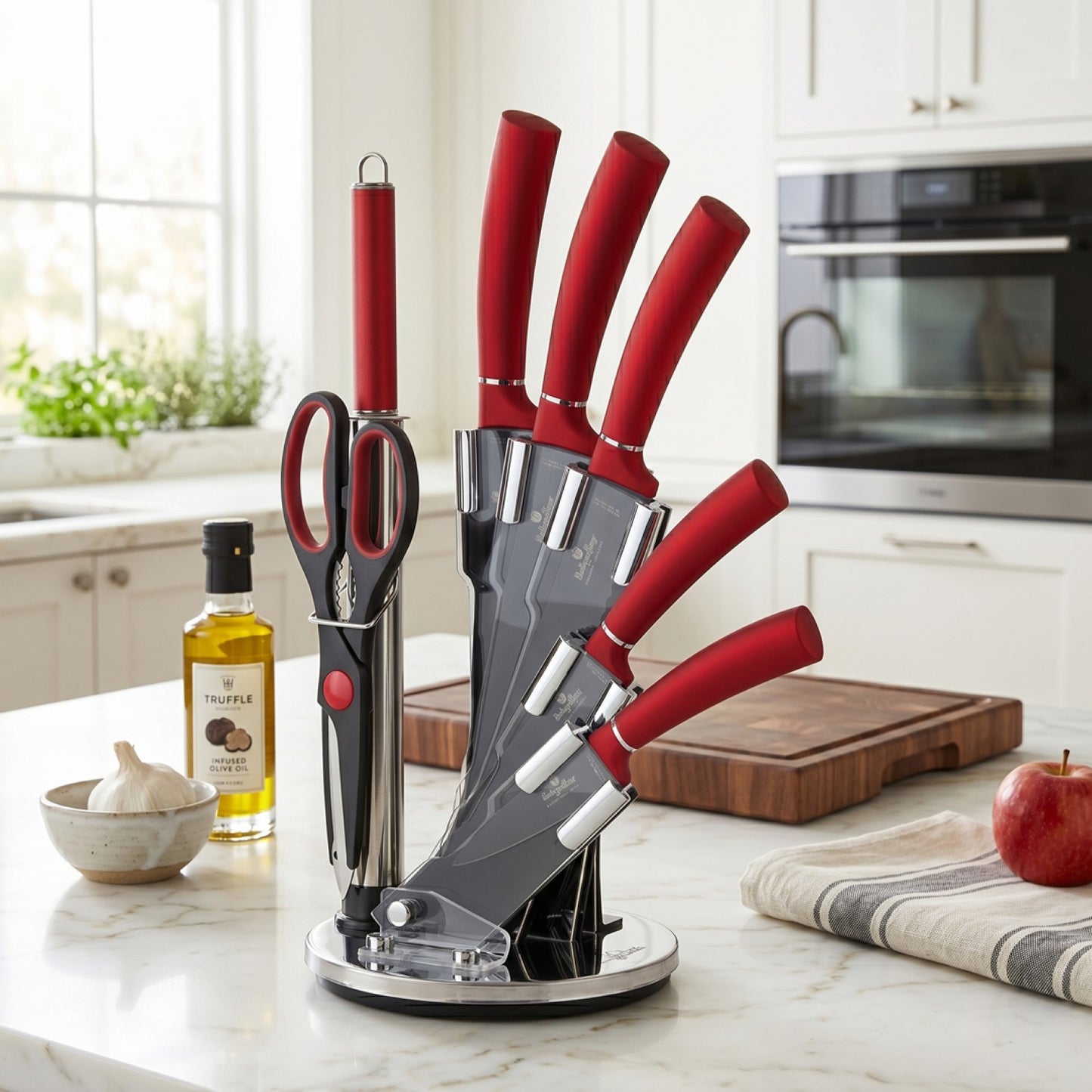Berlinger Haus 8-Piece Stainless Steel Knife Set - Burgundy Metallic